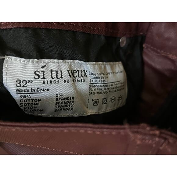 Si Tu Veux Gordon Jean’s Burgundy Wax Superstack  Size 32 - Picture 5 of 5